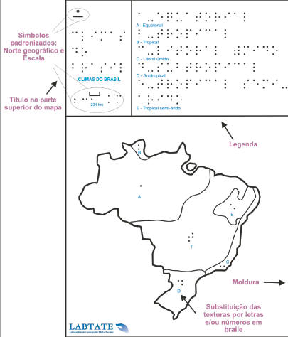 Fig. 2 - Layout padrão dos mapas em escala pequena produzidos em papel microcapsulado.