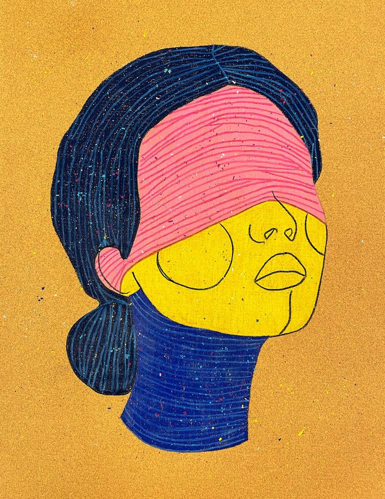 Blind_woman (yellow) - Luciano Cian [https://www.lucianocian.com/draws]